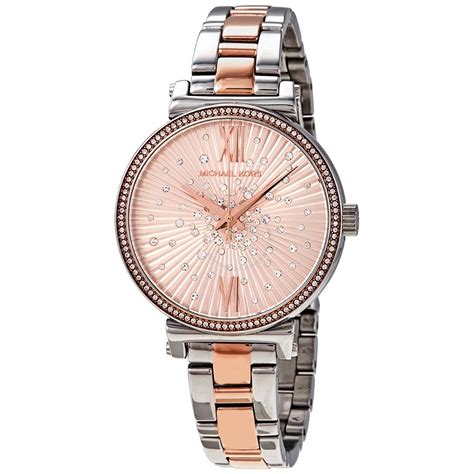 Michael Kors Sofie Quartz Crystal Rose Gold Dial Watch MK3972